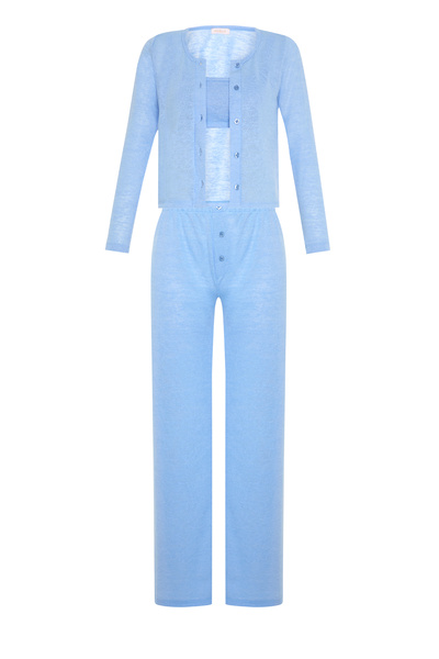 AQUELLA طقم بيجامة بيتي بيبي بلو مكون من 3 قطع