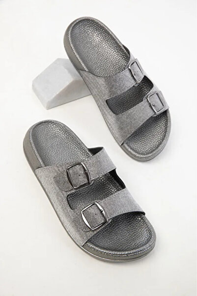 Hacıoğlu Ayakkabı Pienn Double Belted Glittery Women's Daily Stylish Slippers