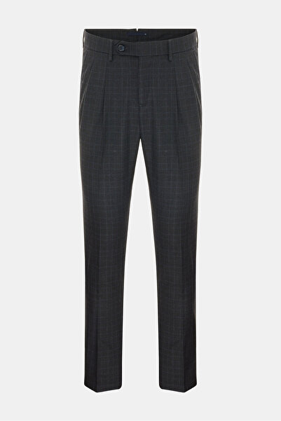 W Collection LACİVERT BORU PAÇA EKOSE PANTOLON