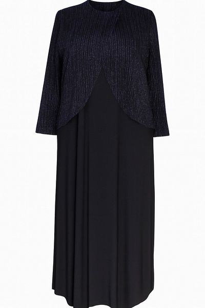 HESNA Black Zuhal Jacket Plus Size Stylish High Quality Patterned Mother Evening Dress Suit