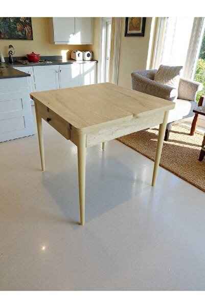 VETROWOOD Traverten Mutfak Masası Yemek Masası Açılır Masa Küçük Kare Masa