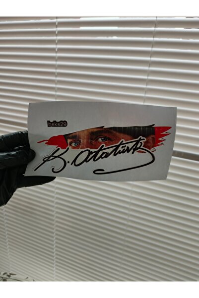 EYBA STİCKER Mustafa Kemal Atatürk 20x8 Cm araba karavan renkli baskı baskes ...