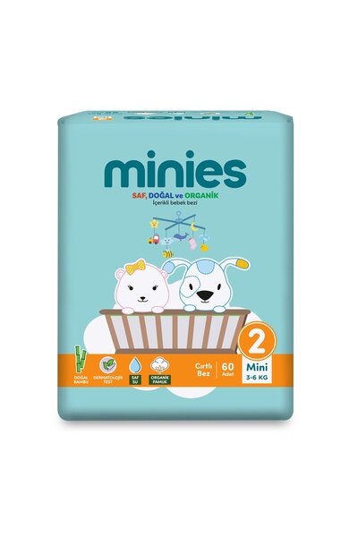 Minies Baby Diapers Mini 2 Size 3-6 Kg 60 Pieces
