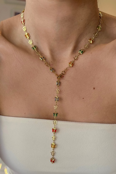 Okko Store Kelebek Detaylı Y Kolye