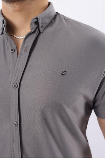 comstar Ανδρικό κοντομάνικο Slim Fit Summer Basic στενό καπνιστό πουκάμισο