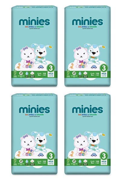 Minies 3 Numara 50x4=200 Adet Bebek Bezi 4'lü Paket