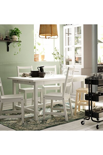 IKEA açılır yemek masası, beyaz, 4-6 kişilik, açılabilir, 152/223x95 cm