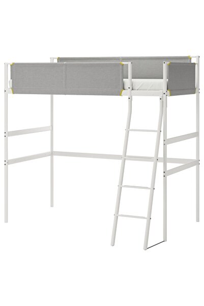 IKEA ranza, beyaz-açık gri, 90x200 cm, tek yataklı-masasız