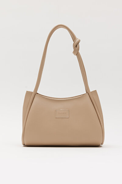 Shanta Κομψή καθημερινή γυναικεία τσάντα ώμου Mink D28 με λεπτομέρεια με ένα ...