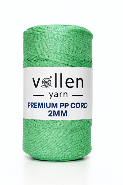 vollen yarn 200gr/230m Premium Polyester Makrome Ipi 2mm ,makrome Ip,makrame,supla,çanta Ipi,yeşil