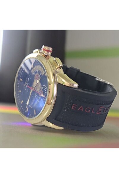 OEM Ceas bărbătesc, ecran reflectorizant negru-albastru, afișaj analogic, mecanism cuarț, curea din silicon