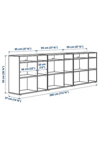 IKEA açık dolap, beyaz, 286x37x90 cm