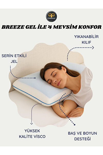 PRIMEPATH Breeze Gel Çift Taraflı Ortopedik Visco Yastık – Serinletici Jel, B...