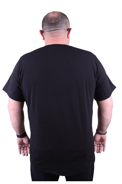 MocGrande Men's Large Size Lycra Basic Crew Neck T-Shirt 11160 Black