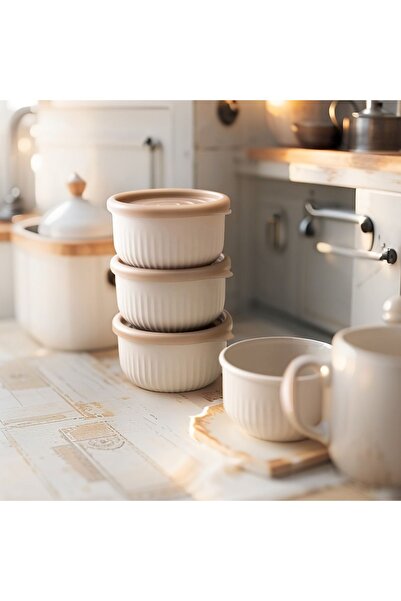 Alicia Home Mocha Set of 4 Storage Containers - Beige - 10 cm