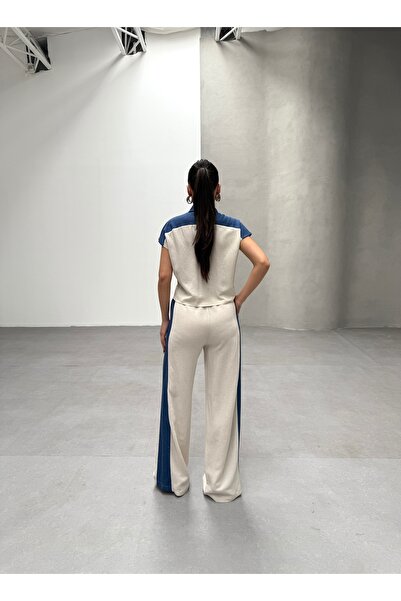 BLUE DAY'S Women's Denim Detailed Linen Suit