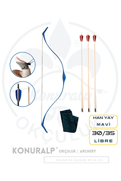 KONURALP OKÇULUK Geleneksel Okçuluk Başlangıç Seti "han" (+3 Ok) } Genç/yetişkin