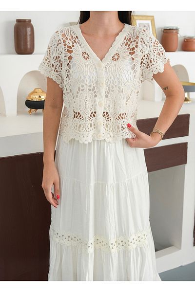 BLUE DAY'S Women's Crochet Cardigan Bohemian Style