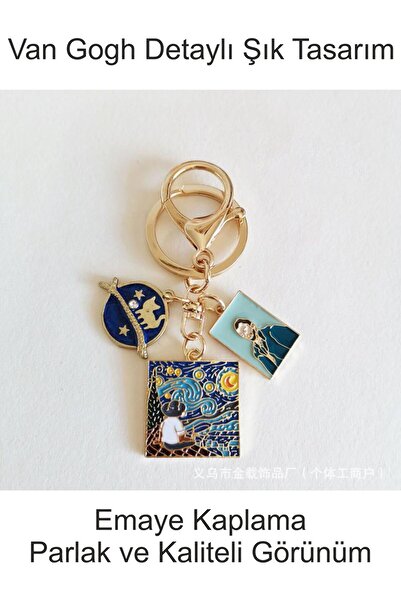 Hilosh Breloc și accesoriu pentru geantă din aliaj cu tematică Van Gogh, pict...