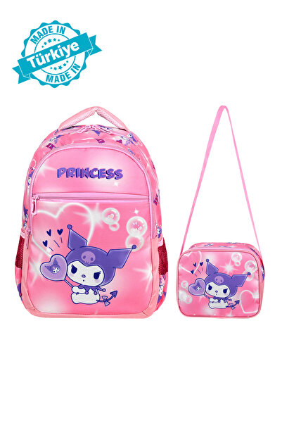 GİZA Waddell Kuromi İlkokul çantası beslenme çantası kalemlik 3 lu set pembe