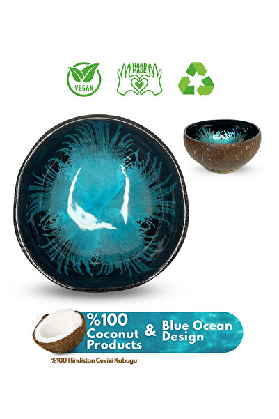 Genel Markalar Blue Ocean Design Hindistan Cevizi Kasesi Ve Kase Altlığı - Coconut Bowl - Bowl Kasesi - Çerezlik