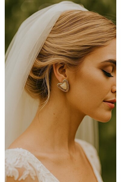 staınless steel Gelinlik Kombin Çelik Vintage Sedefli Küpe