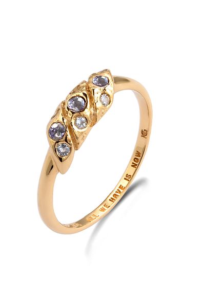 HAZE & GLORY Ring Ring mit Steinen 375 Gelbgold Damenring für Damen Kreisförmige runde Muschel mit Mondstein und I