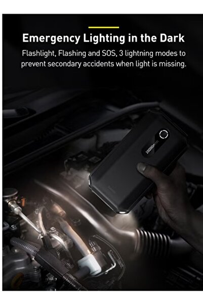 Baseus جهاز بدء تشغيل السيارة Super Energy Air(10000 مللي أمبير في الساعة، تيار الذروة 1000 أمبير)أسود