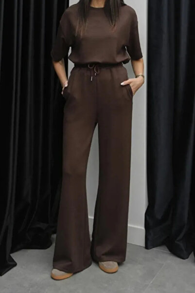 Mogi Butik Women's Modal Fabric Short Sleeve Tracksuit Set 3081