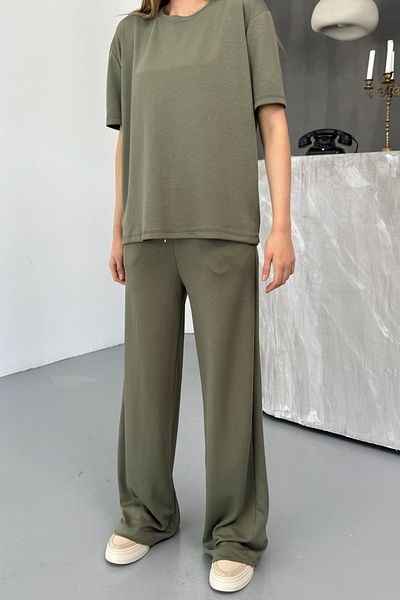 Mogi Butik Women's Modal Fabric Short Sleeve Tracksuit Set 3081