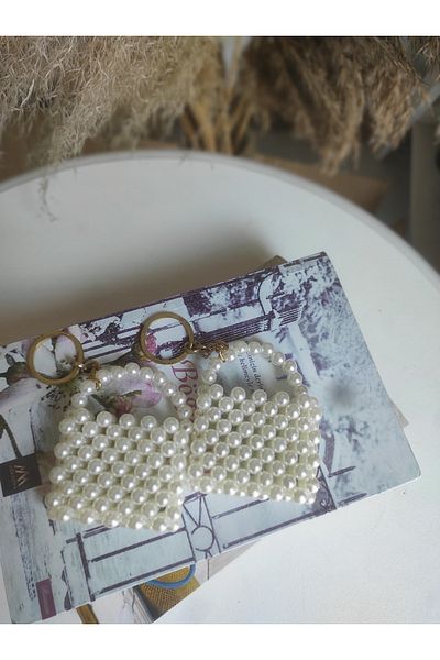 Parrio Handmade Pearl Beaded Mini Bag Keychain - Pack of 10