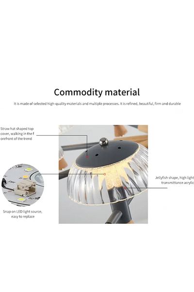 LUXXO LED Chandelier, 64W, Warm Light (3000K), Aluminum Body, Wood Inserts, 97x97x44cm, Duke
