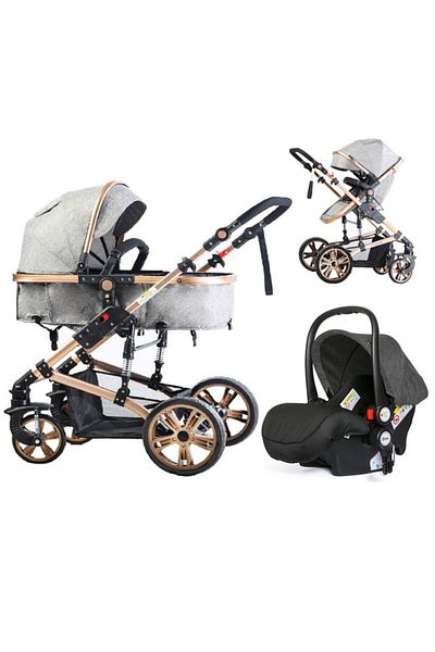 TEKNUM 3In1 Pram Stroller + Car Seat-Grey