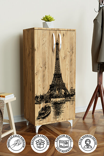Hediyeler Kapında Eiffel Tower 3 Raflı Çok Amaçlı Dolap Mutfak Salon Banyo Of...