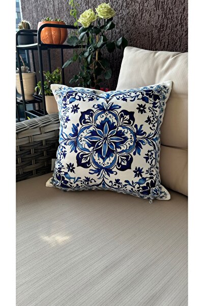 white rabbit home Husă de pernă albastră mediteraneană (prețul este pentru bucăți.)