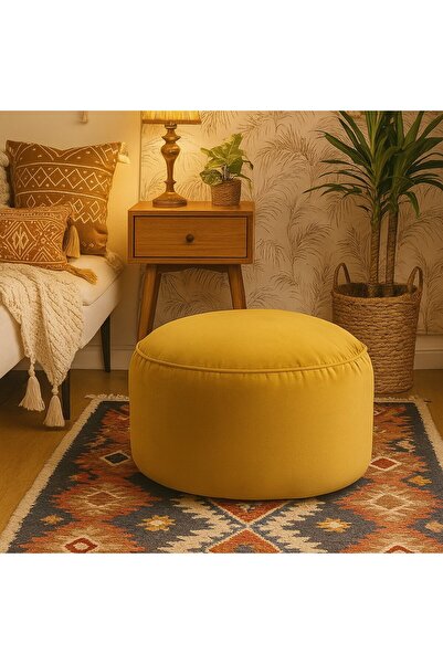 Reyo Rantos Yuvarlak Puf Sarı