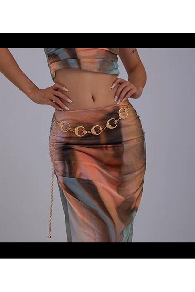 Desre Moda Ayyıldız Figured Chain Belt Waist Belt Body Belt Shirt Belt