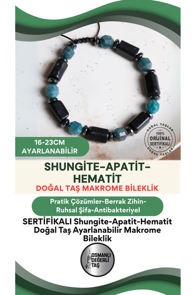 OSMANLI DEĞERLİ TAŞ سوار مكرامية قابل للتعديل من الحجر الطبيعي شونجيت-اباتيت-...