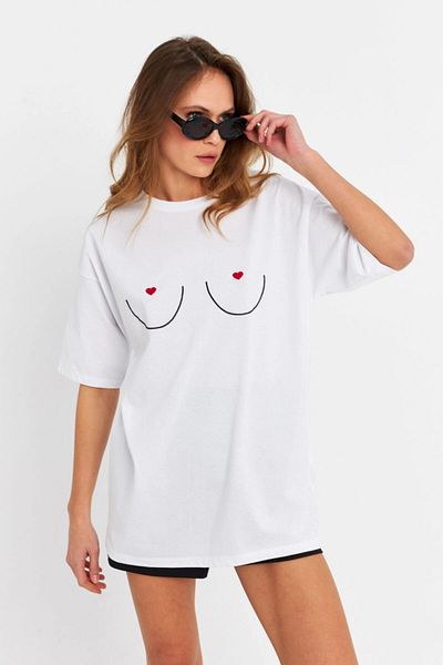 Cool & Sexy Tricou de damă cu broderie inimă albă TF76