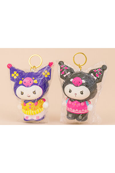 Srctech Kuromi Sukuşi Figürlü 2'li Yumuşak Siyah Mor Anahtarlık - 8 CM Yeni M...