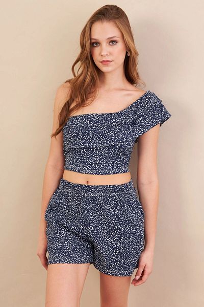 Cool & Sexy Set pantaloni scurți cu model bleumarin pentru femei EV100