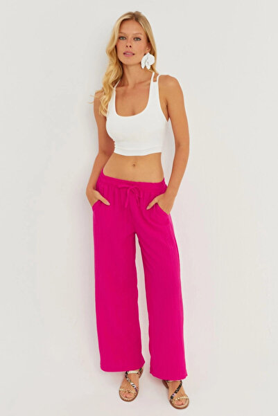 Cool & Sexy Női Fukszia elasztikus deréktekercselő nadrág ZER405