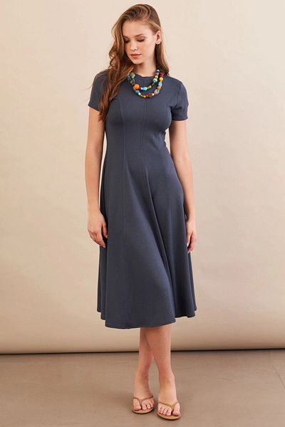 Cool & Sexy Women's Indigo Midi Bell Dress Dmr461