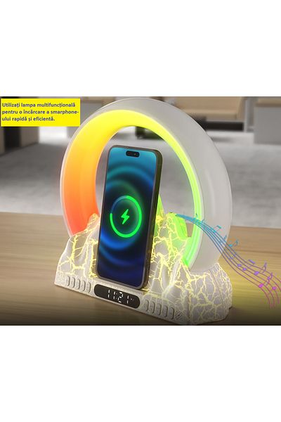 MILARIS Lampa Smart LED RGB, MILARIS®, Functie de Alarma, Functie de Radio FM, Ceas digital cu alarma