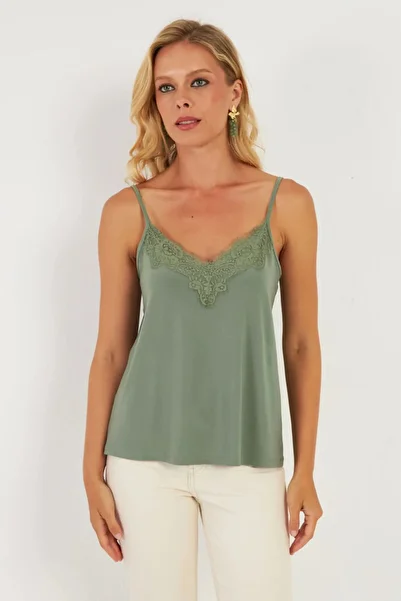 Cool & Sexy Khaki Lace Women's Tank Top - AYD353