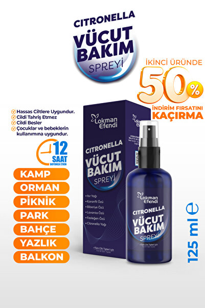 Lokman Efendi Sivrisinek Ve Kene Kovucu Cıtronella Vücut Bakım Spreyi 125 ml