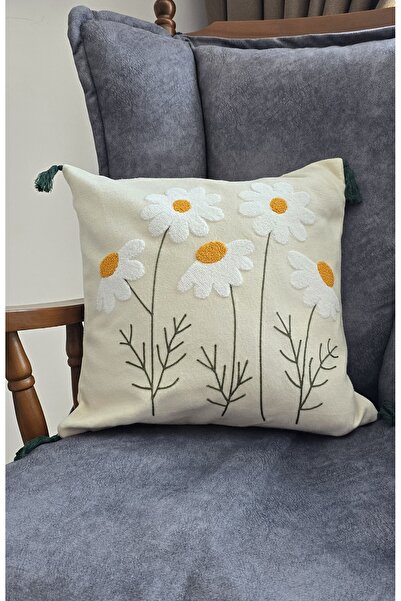 stilsenin34 Papatya Desenli Punch (Panç) Nakışlı Özel Tasarım Dekoratif Kırle...