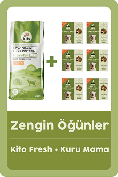 kito Kuzu Etli Yetişkin Köpek Maması 7 Kg + 6 Adet Fresh Tavuk Etli %100 Taze...
