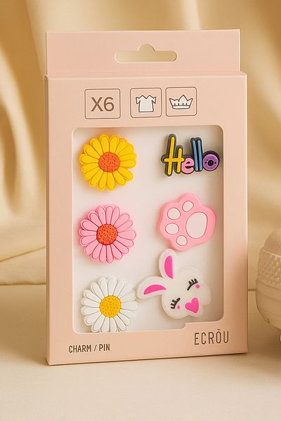 Ecrou Pvc Flower Detailed Slippers Charmpim