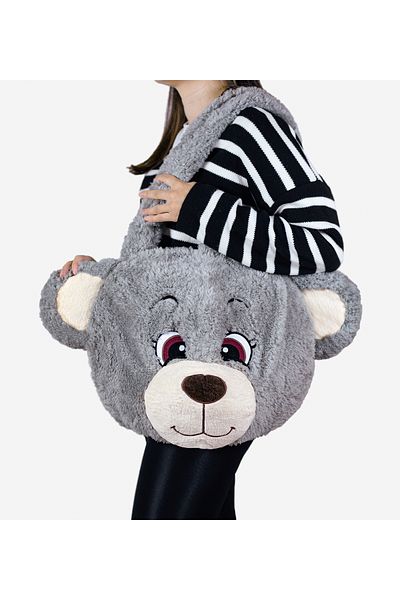 Özgüner Oyuncak Pabtex Plush Teddy Bear Head Wide Shoulder Bag